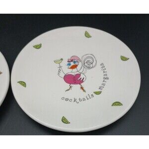 4 Bella Casa By Ganz Tipsy Chicken Dessert Cocktail Plates Daiquiri Martini